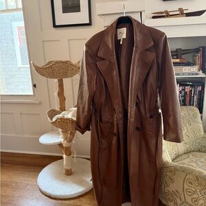 Avec Les Filles Rich Brown Leather Coat